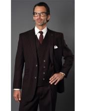  Mens Black ~ Red  Two Button Striped Pattern Suit
