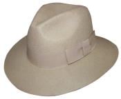  100% Wool Fedora Trilby Mobster Khaki Finely Crafted Hat