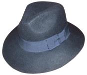  Mens 100% Wool Fedora Trilby Mobster Hat Navy