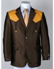  Style#-B6362 Brown Two Button Striped pattern Western Blazer For Mens