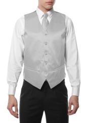  Mens Silver 4PC Wedding Vest ~ Waistcoat