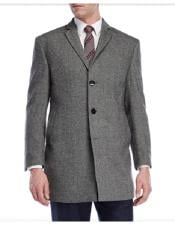   Three Quarters Length Gray Wool Mens Dress Coat Mens Carcoat ~