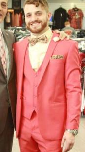 Mens  Shawl Lapel Pink Suit