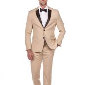 Men's Peak Lapel Tan Suit