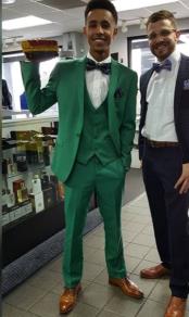  Mens Peak Lapel Green Suit