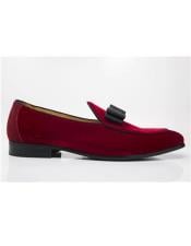  Mens Carrucci Tuxedo  Shoe Slip on - Stylish Dress Loafer Red And Tint Of Black For Men