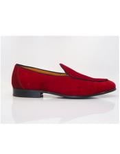  Tuxedo Shoes Carrucci Red Shoe Slip on - Stylish Dress Loafer Red And Tint Of Black For Men
