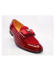  Mens Carrucci Shoes Mens Tuxedo Shoes Red Slip On Cap Toe Grosgrain Bow  Shoes Slip on -