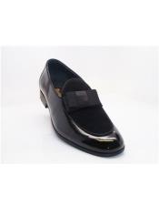  Mens Carrucci Shoes Tuxedo Shoes Black Slip On Cap Toe Grosgrain Bow