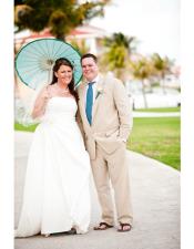  Beige Single Breasted Beach Wedding Attire Suit