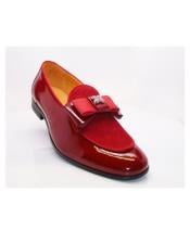  Mens Red Slip On Buckle Closure Carrucci Shoe Slip on - Stylish Dress Loafer Red And Tint Of