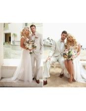  Beach Wedding Attire Suit Menswear Ivory $199