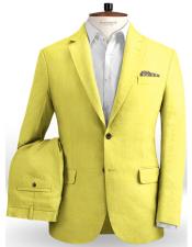  Mens Suit - Mens  Safari Yellow Two Button - Mens Linen