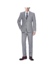  Renoir Suits - Renoir Fashion Mens Light Grey Polyester/Viscose Classic Fit Two