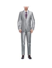  Renoir Suits - Renoir Fashion Verno Cavallo Mens Silver Solid Pattern Slim