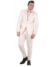  Brand: Falcone Suits Champagne Suit Mens toast One Button Paisley Floral Prom