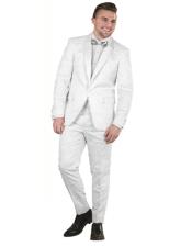  Brand: Falcone Suits Mens White One Button Paisley Floral Prom ~ Wedding