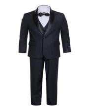  Mens Boys Shawl Lapel  Dark Navy Tuxedo Set Perfect for wedding