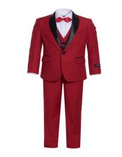  Mens Boys Shawl Lapel  Red Tuxedo Set Perfect for wedding 