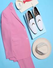   Mens Pink One Button Closure Designer Fashion Dress Casual Blazer