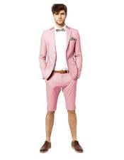  Mens Short Pants Suit Set Mens Suit For Men  Pink 