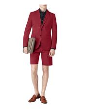  Notch Lapel Single Breasted Suit For Men Maroon