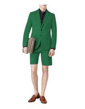  Mens Short Pants Suit Set Mens Suit For Men  Green 