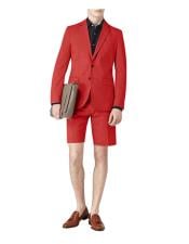  Mens Short Pants Suit Set Mens Red Two Button Suit For Men