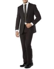  Mens  Notch Label Slim Fit Suit Black