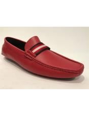  Mens Slip-On Style Red Shoes - Red Mens Prom Shoe