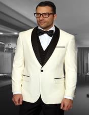  Encore Cream 1-Button Shawl Tuxedo