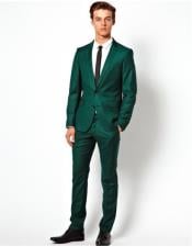  Mens Emerald Green - Hunter Green Two Button Suit for Sale