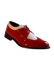  Mens Two Tone Shoes Red and White Slip on - Stylish Dress Loafer Red And Tint Of Black