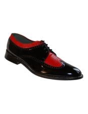  Mens Two Tone Shoes Black and Red Slip on - Stylish Dress Loafer Red And Tint Of Black