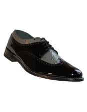  Mens Black and Grey Lace Up Two Tone Stacy Baldwin Shoes