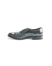  Mens Grey Patent Leather Lace Up Two Tone Shoes - Mens Shiny