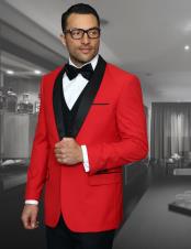  Mens Red And Black Dinner Jacket for Prom and Wedding