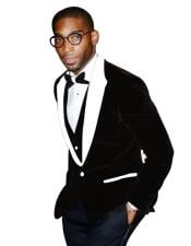  Black Tuxedo Two Button Two Toned Velvet Fabric With Matching Bowtie