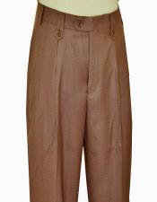  Product#P6046 Pronti Luggage Brown Wide Leg Slacks With Custom Button Tabs /