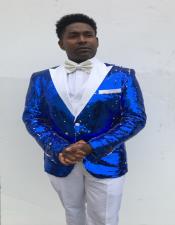   Mens  Peak Label Blue and White Suit