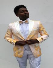  Mens  Peak Label Yellow and White Suit