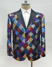  Rainbow Tuxedo with Matching Bow Tie Unique Mens Casual Print Fashion Printed