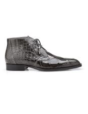  Mens Crocodile Boots - Ankle Boot Authentic Genuine Skin Italian Mens Gray