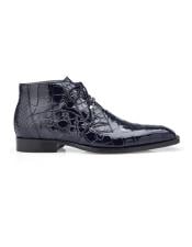  Mens Crocodile Boots - Ankle Boot Authentic Genuine Skin Italian Mens Navy