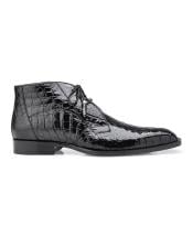  Mens Crocodile Boots - Ankle Boot Authentic Genuine Skin Italian Mens Black