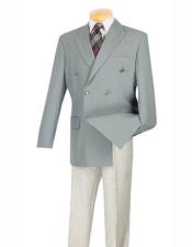  Mens Lucci Suit Gray Double Breasted Peak Lapel