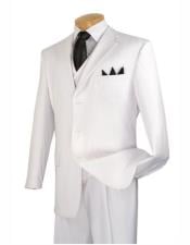  Vested 3 Piece - Three buttons - Mens Suit White Notch Lapel