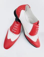  Red Shoe Alberto Nardoni Leather Wing Tip - Red Mens Prom Shoe