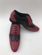  Burgundy ~ Black Leather Cushion Insole Shoe 