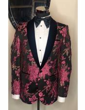  Style#-B6362 Mens Pink Shawl Black Lapel Designer Casual Cheap Priced Fashion Blazer